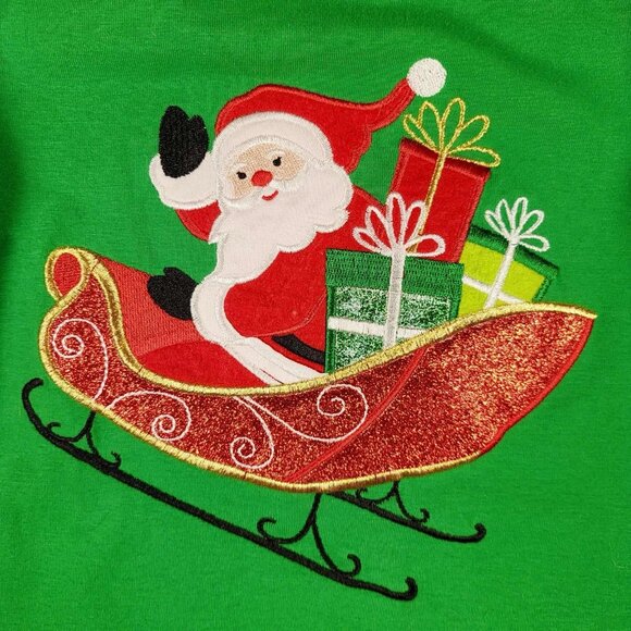 Rare Editions Girls Christmas Green Dress Size 5 Long Sleeved Holiday Santa - Picture 8 of 15